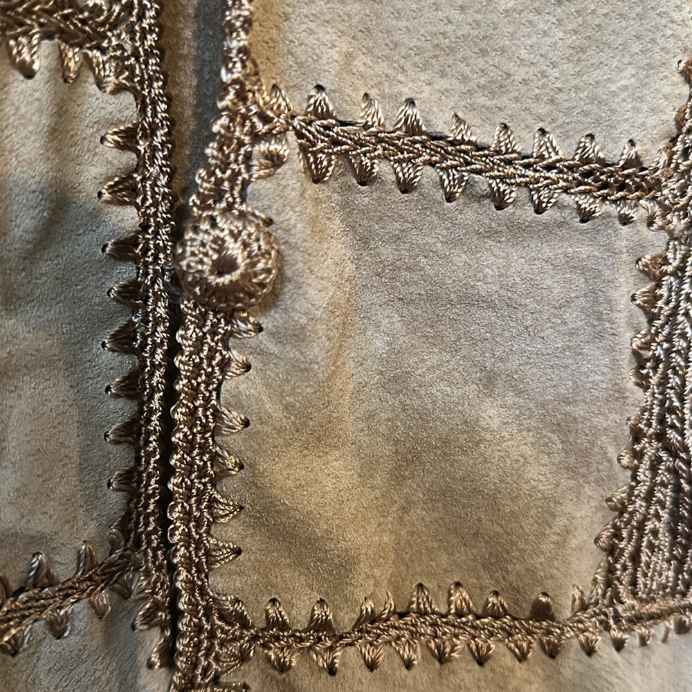 Vintage Leather Crochet Patchwork Unique Find Tan… - image 4